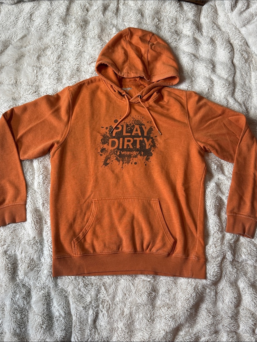 Wrangler Play Dirty Orange Hoodie Size Large